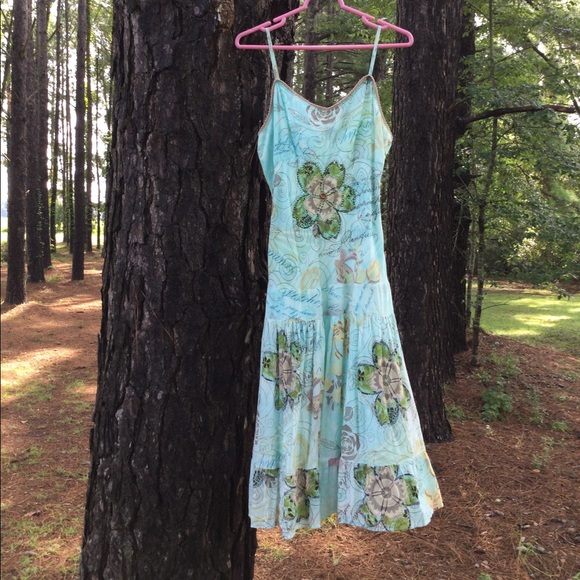 drop waist spaghetti strap dress; size Medium - Picture 1 of 2